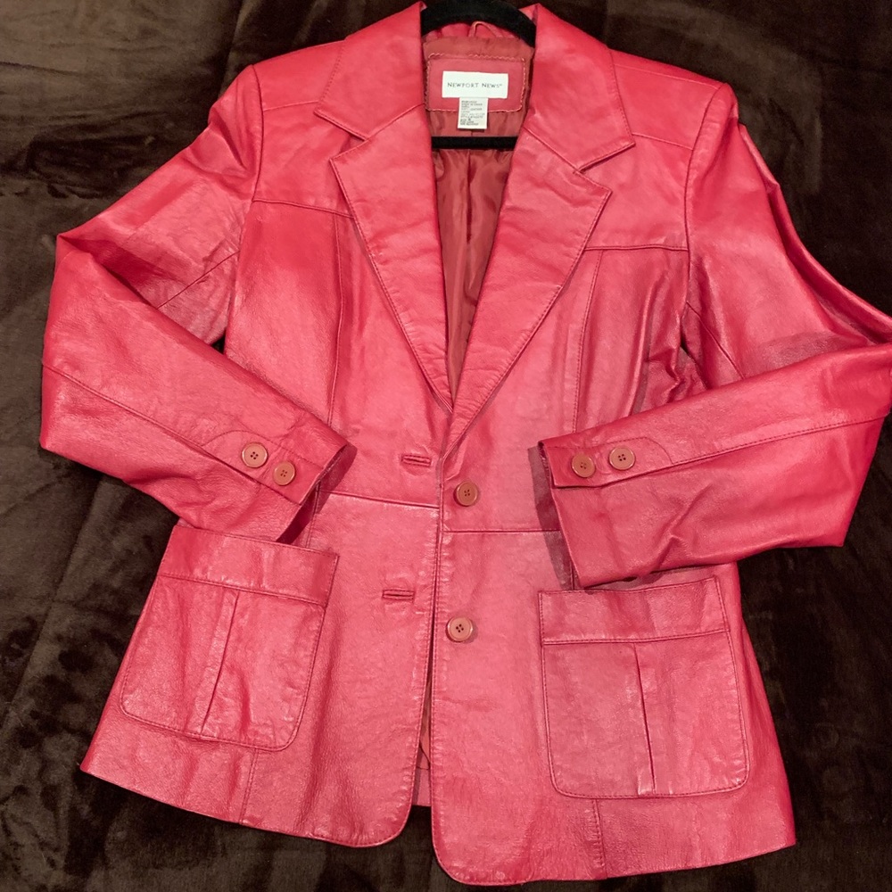 Red leather blazer